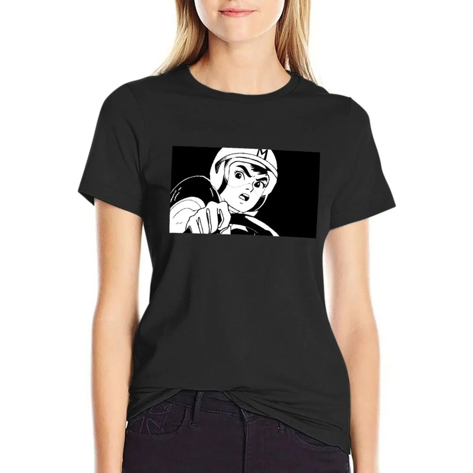 

Speed Racer Black and White Design T-Shirt korean fashion hippie clothes Blouse Women t-shirts