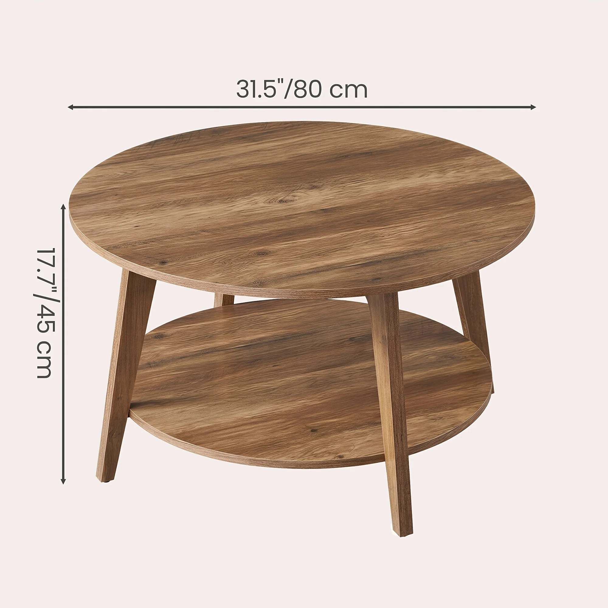 Round Coffee Table And Tea Table, 2-Tier Center Table with Storage, Living Room Storage Organizer, Decorative Living Room