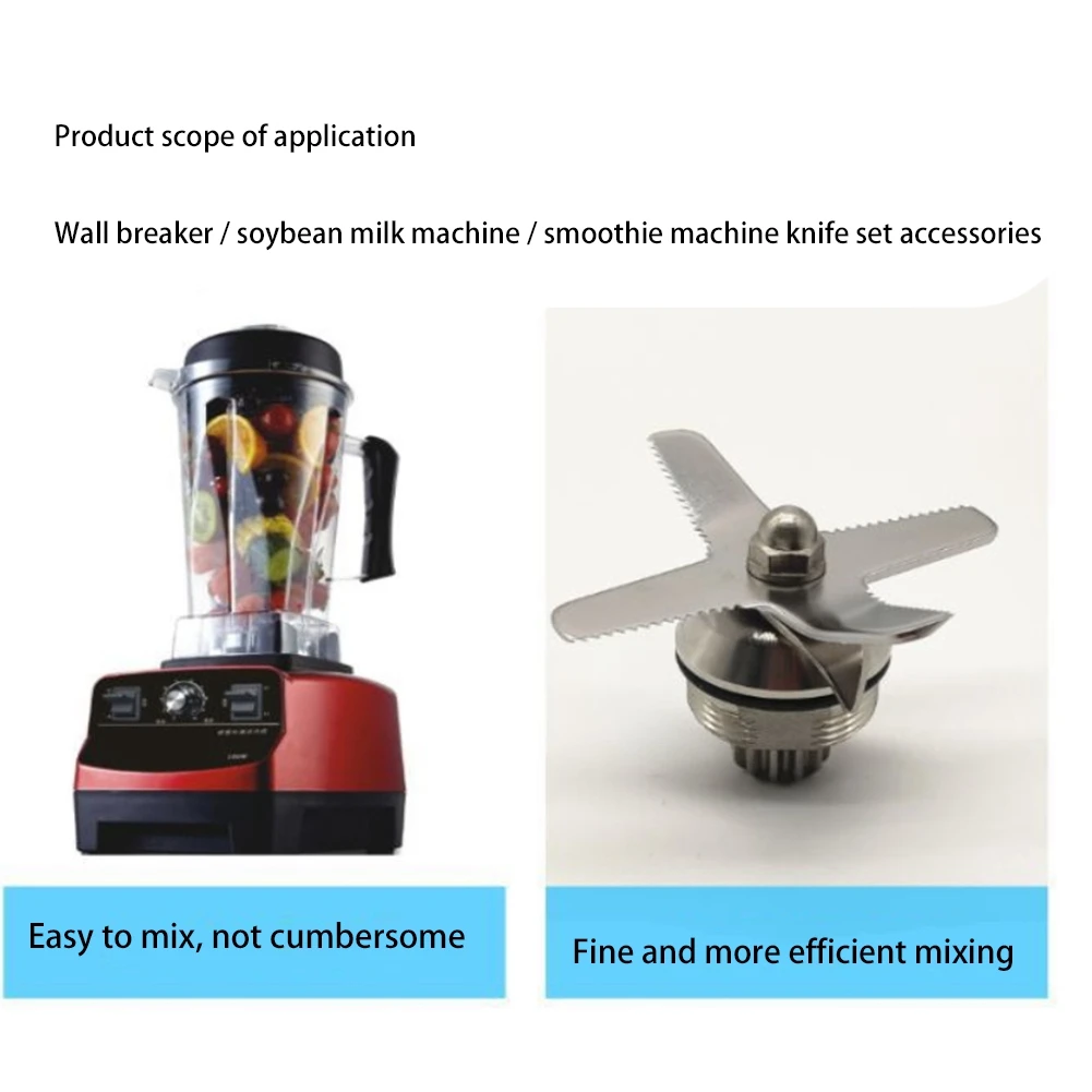 ใบมีดปั่นสแตนเลส4ใบชิ้นส่วนอะไหล่ประกอบใบมีดเปียกเหมาะสำหรับ Vitamix ICE
