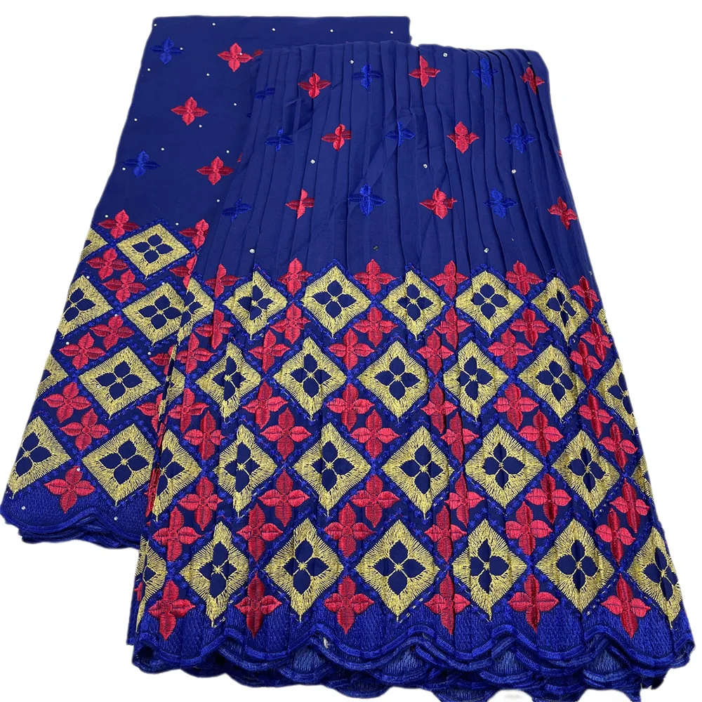 

5 + 5 ярдов африканская складная швейцарская вуаль с камнем кружевная ткань 2025 Высокое качество нигерийский полиэстер хлопковая ткань с вышивкой женская вечеринка