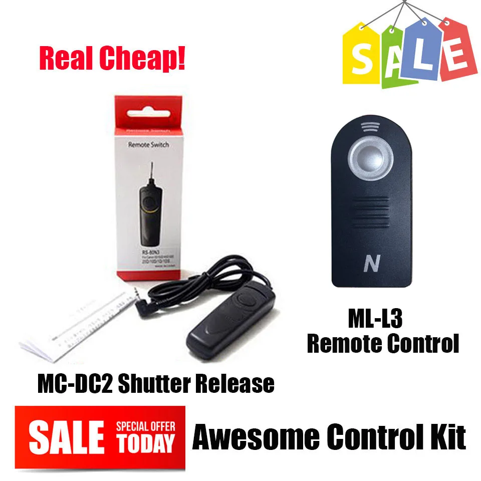 MC-DC2 Shutter Release+ML-L3 Selfie Infrared Wireless Remote Control for Nikon D600 D610 D7100 D7000 D90 D5200 D5100 D5000 D3200