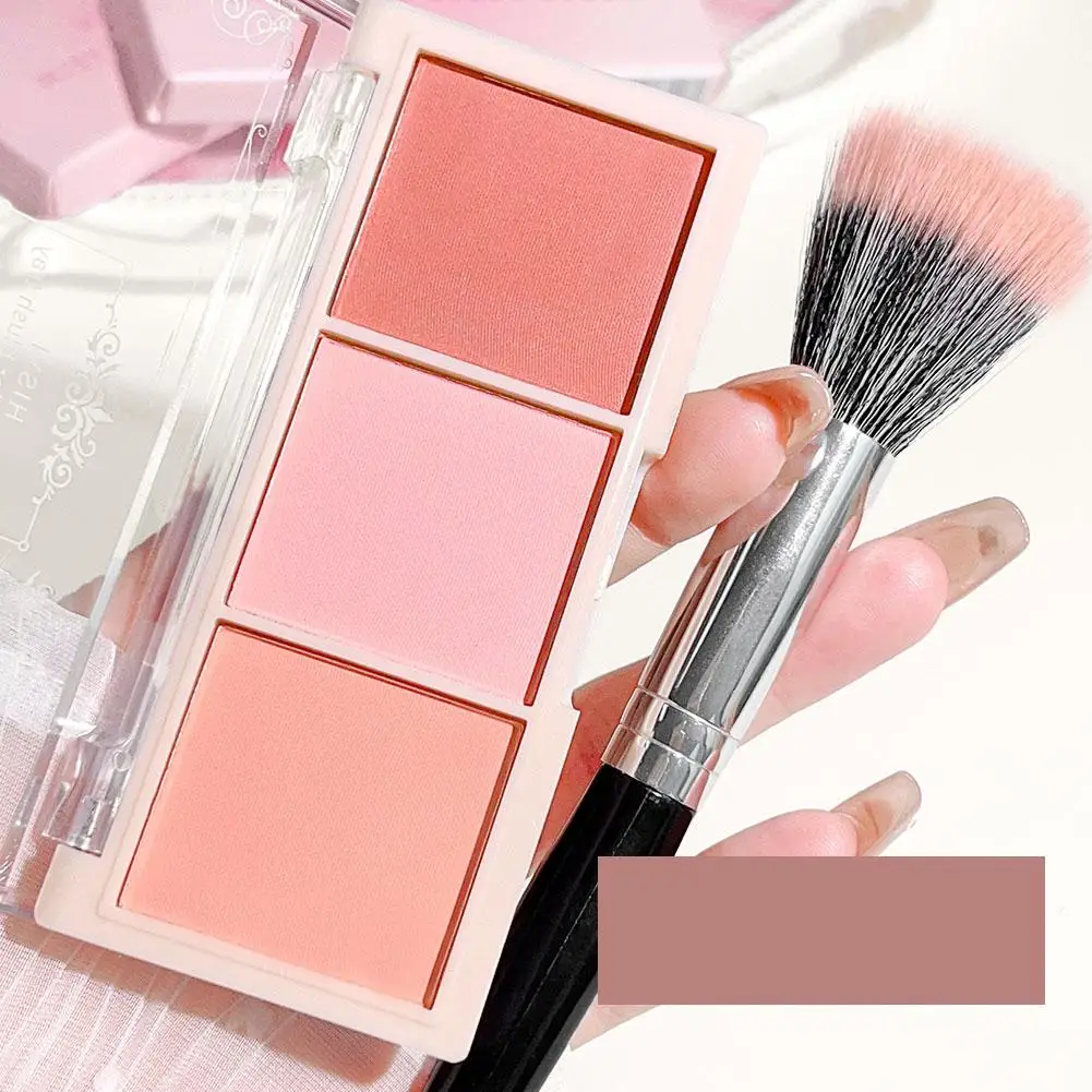 Gezicht Blush Poeder Wang Natuurlijke 3 Kleuren Wangtint Make-Up Face Blusher Cosmetica Matte Y0d4