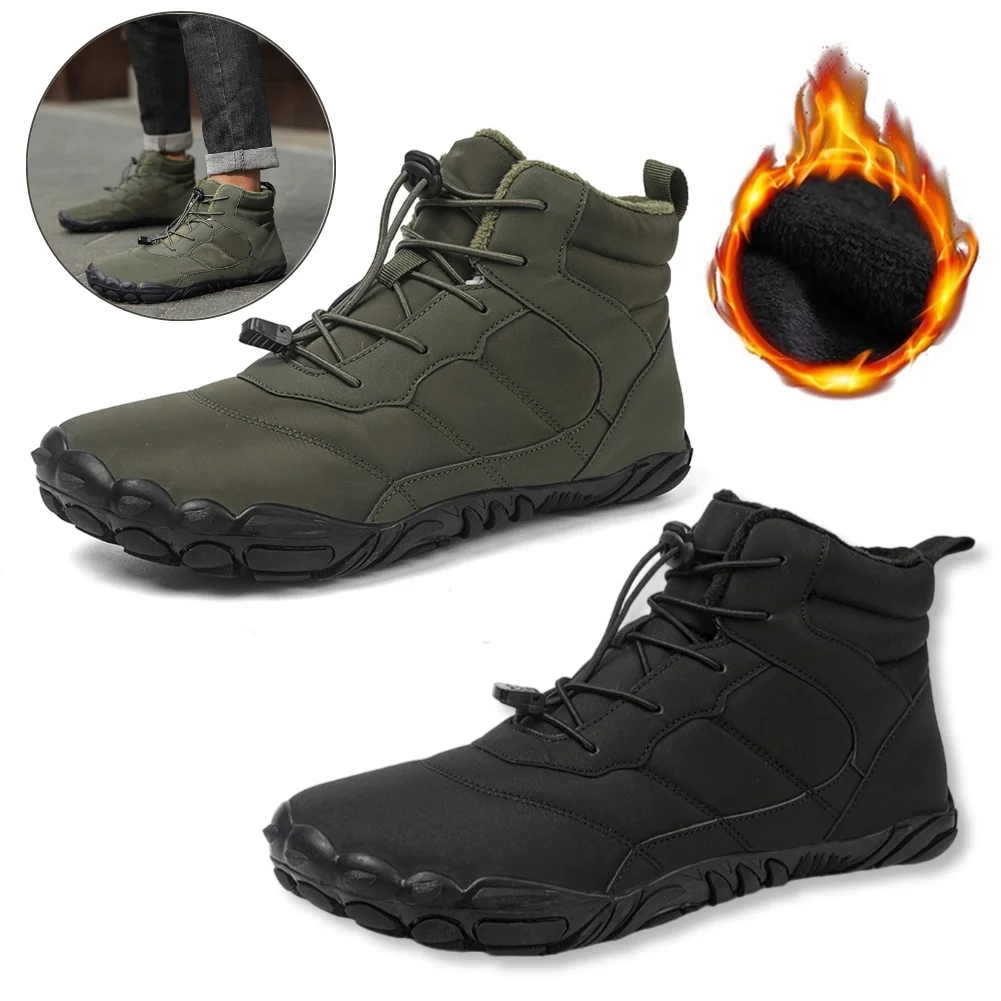 Winter Warm Sneakers Unisex Rubber Camping Sneakers Waterproof Non-Slip High Ankle Snow Boots Breathable Running Barefoot Shoes