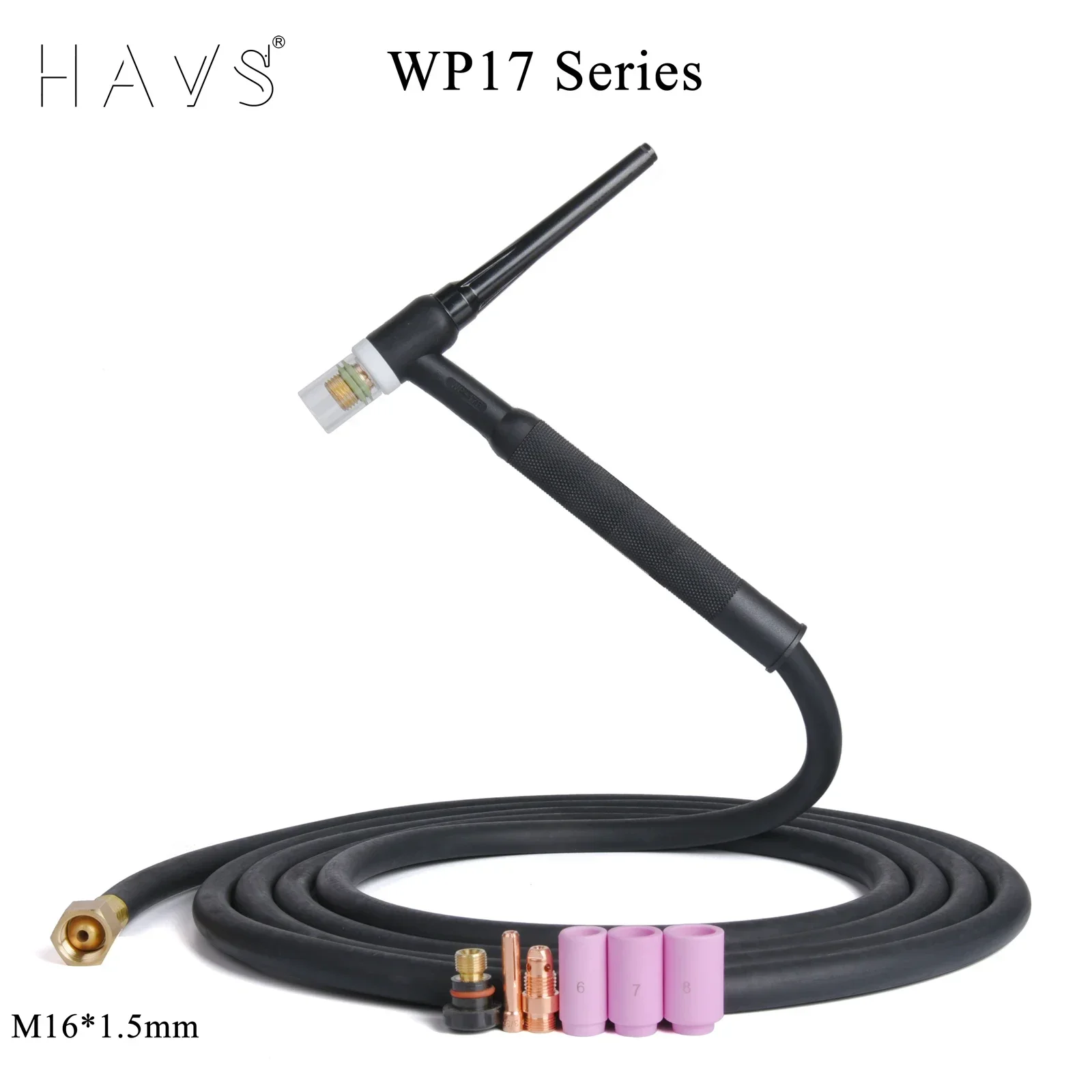 4M/13Ft WP17 WP17F WP17FV TIG Welding Torch Gas-Electric Integrated Rubber Hose Cable Wires M16*1.5mm Connector