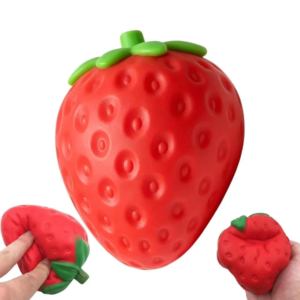 Fruit Shape Strawberry Squeeze Ball Big Soft Anti-stress Squeeze Funny Fruit Shape Toy ​​Office & School Stress Relief​​