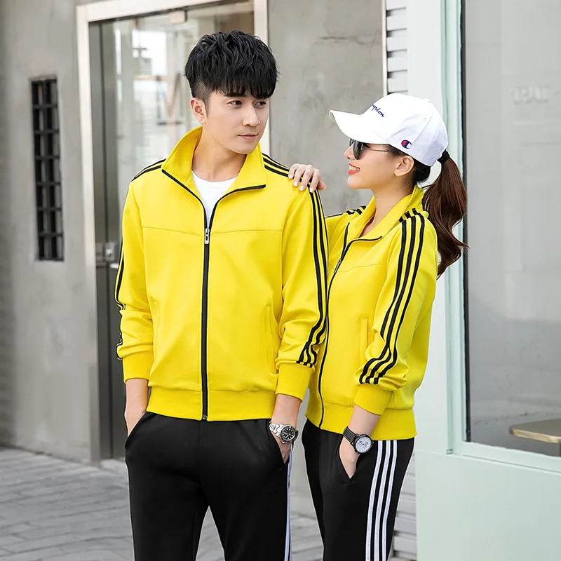 Couple men and women\'s casual sports set  stand up collar two-piece set new autumn sports set men and women\'s casual running s