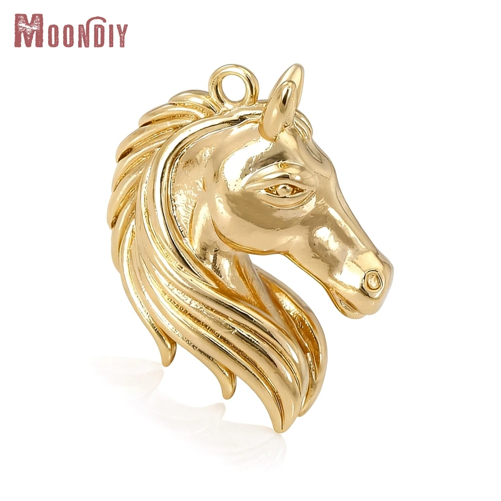 

2PCS 25x19MM 18K Gold Color Brass Horse Head Charms Pendants High Quality Diy Necklace Earrings Jewelry Making Accessories