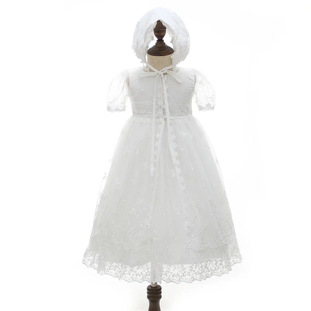 Christmas Clothes for Newborns long Dresses Baby Baptism Dress 1st Birthday Clothing with Hat and thin Coat 0-24 Months