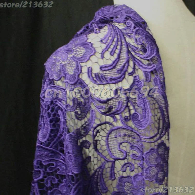 

Фиолетовый африканский гипюр, кружево с полой вышивкой, химические кружева, модный дизайн, африканские ткани, зеленые цветы, свадебная ткань