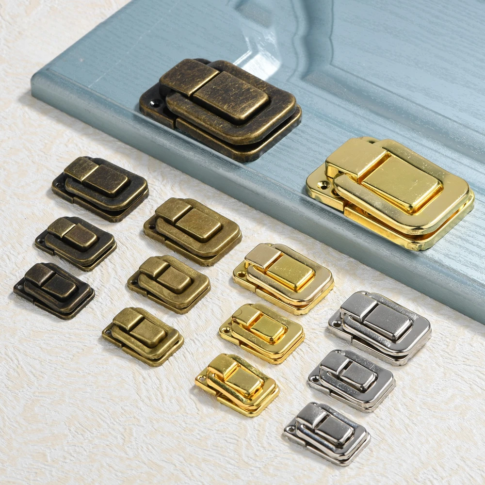 

New Antique-style Buckle Iron Sheet Locks for Wardrobe Wine Box Wooden Box Locks Antique Bronze Box Buckle 32x48mm