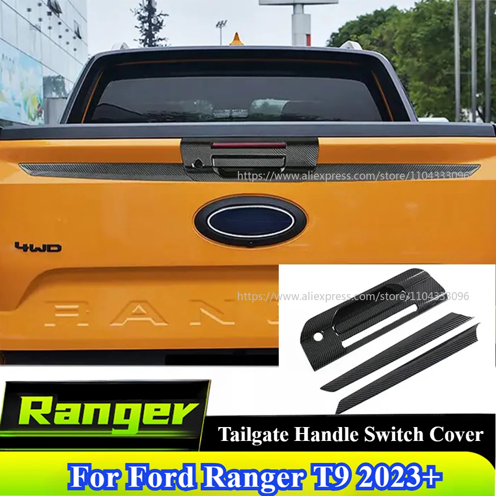 For Ford Ranger Wildtrak T9 2023 2024+ Car Tailgate Handle Switch Cover Trunk Tail Gate Switch Button Cap Protective Sticker