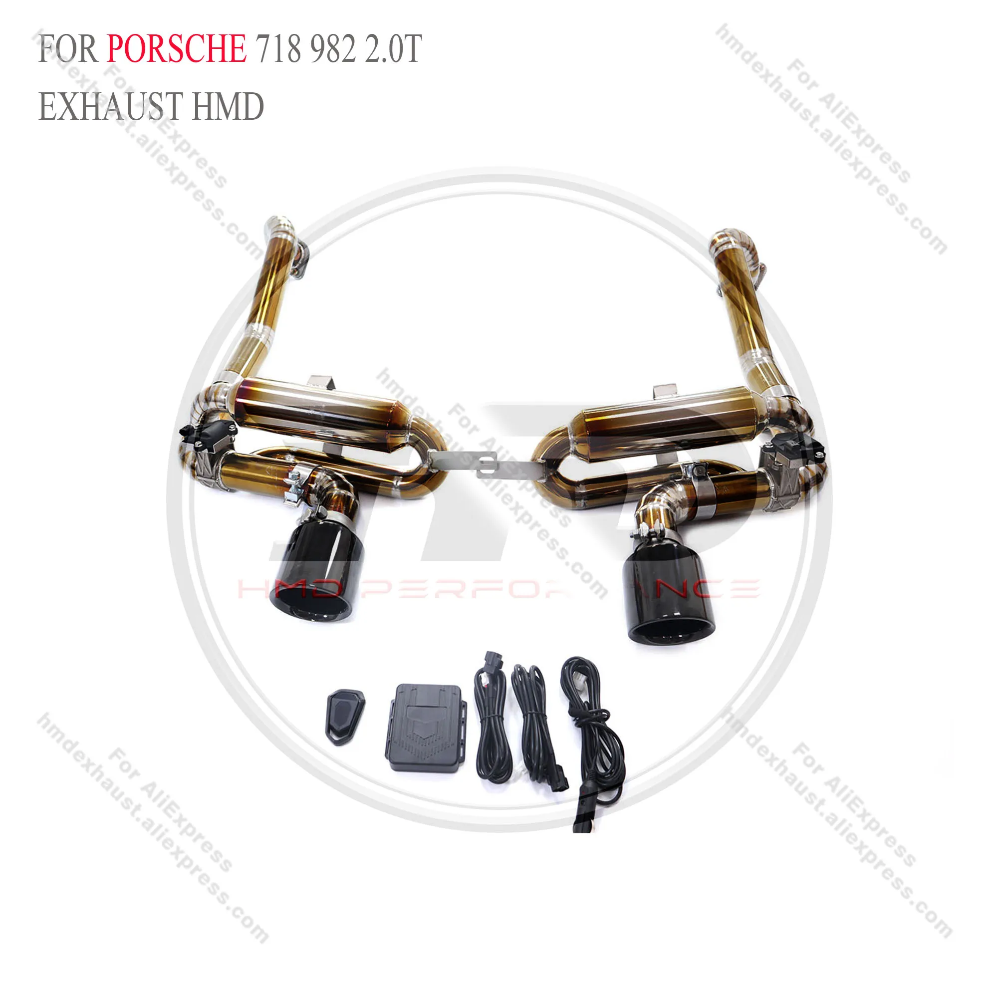 HMD 뜨거운 판매 배기 티타늄 합금 밸브 Catback for Porsche 718 982 2.0T GT4 레이싱 배기 성능 시스템