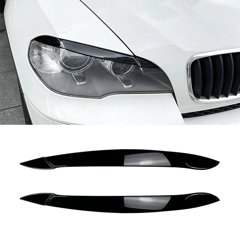 

2Pcs Car Headlights Eyebrow Eyelids Trim Cover For BMW X5 E70 2008-2013 Car Stickers Eyelids Trim Cover
