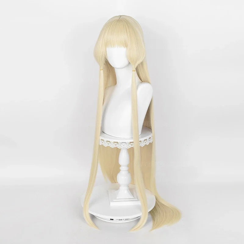 Chobits Chi 47.24in 120cm long blonde wig high quality anime Chobits Chi cosplay wigs heat resistant Halloween wigs