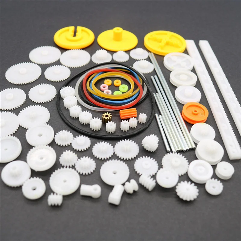 164PCS Kit pacchetto ingranaggi Set di accessori per assortimento di ingranaggi fai-da-te per robot per auto a motore Vari boccole per cinghia dell'asse dell'ingranaggio