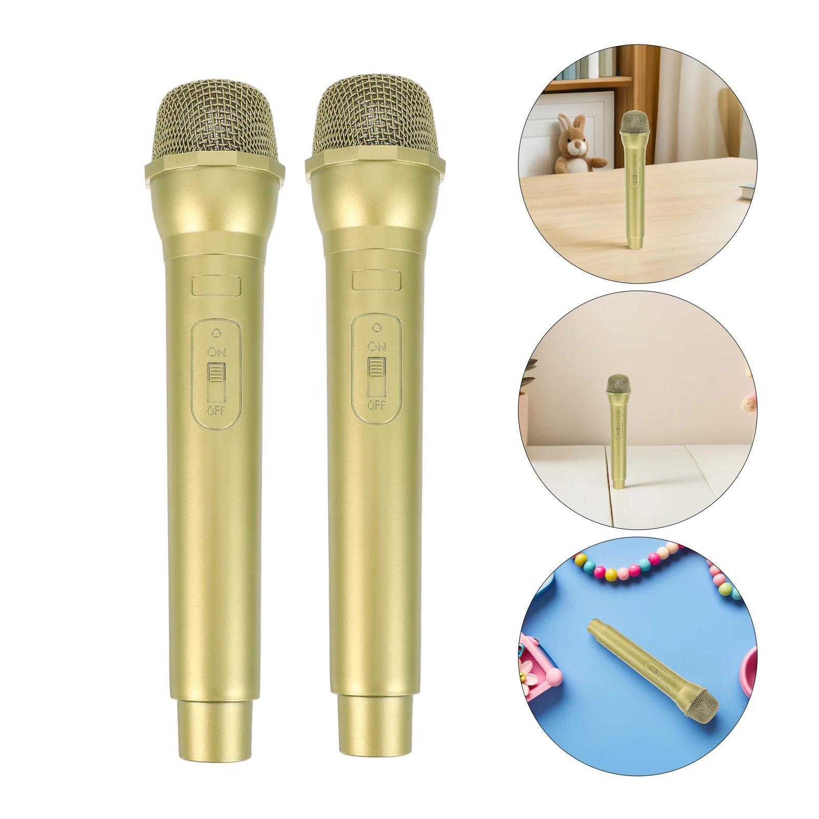 

2pcs Microphone For Fake Microphone Prop Simulation Pretend Play Music Party Favor Halloween Costume Karaoke Stage Props