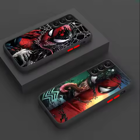 Marvel SpiderMan Venom Phone Case for Samsung Galaxy S24 S23 Ultra S10 Lite S20 FE S25 S22 Plus S9 S21 Luxury Clear Back Cover