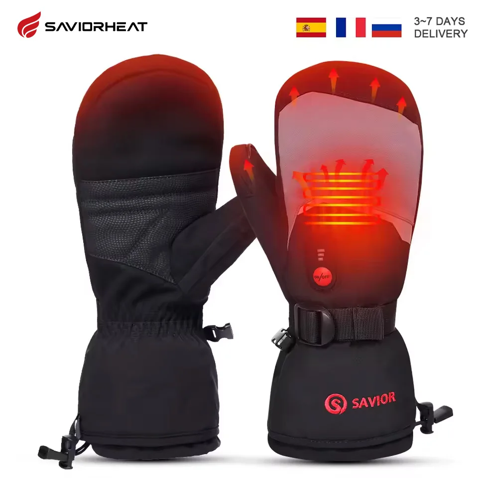 Heating Hand Warmer Electric Thermal Crab Style Fight Cold Wind Goatskin 3 Gear Warm Fingers Heated Gloves Winter Skiing Outdoor