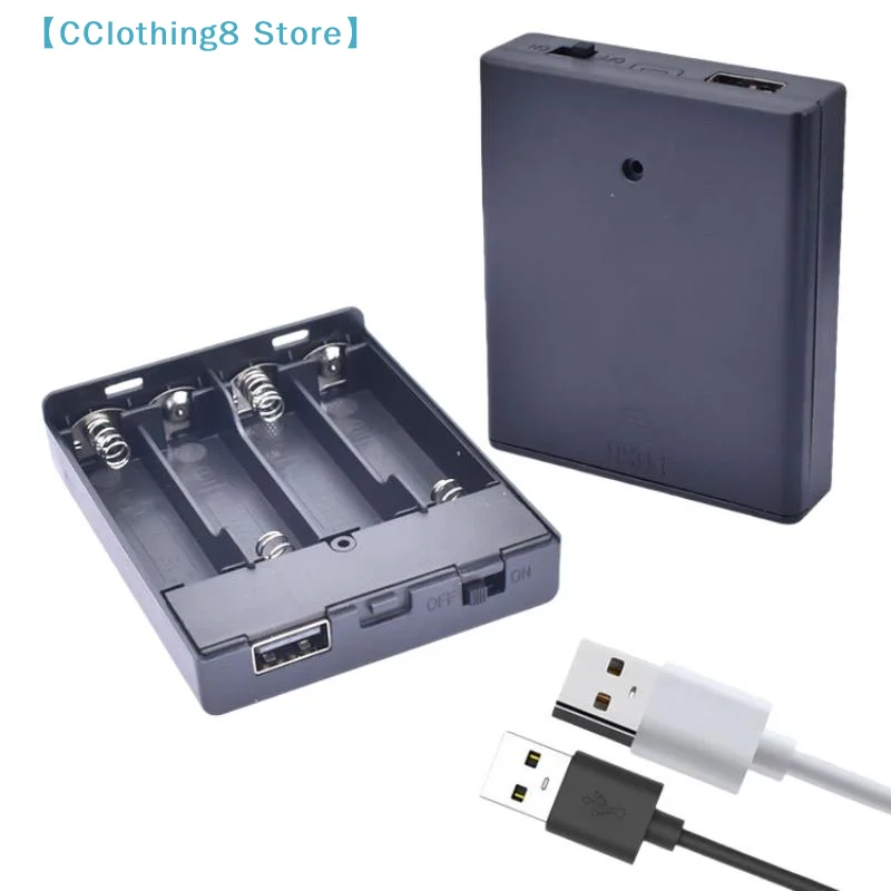 1Pcs USB Power Supply Battery Box Portable Mini 4AA Battery Holder Storage Box Case For LED Strip Light Accessories【AliS8】