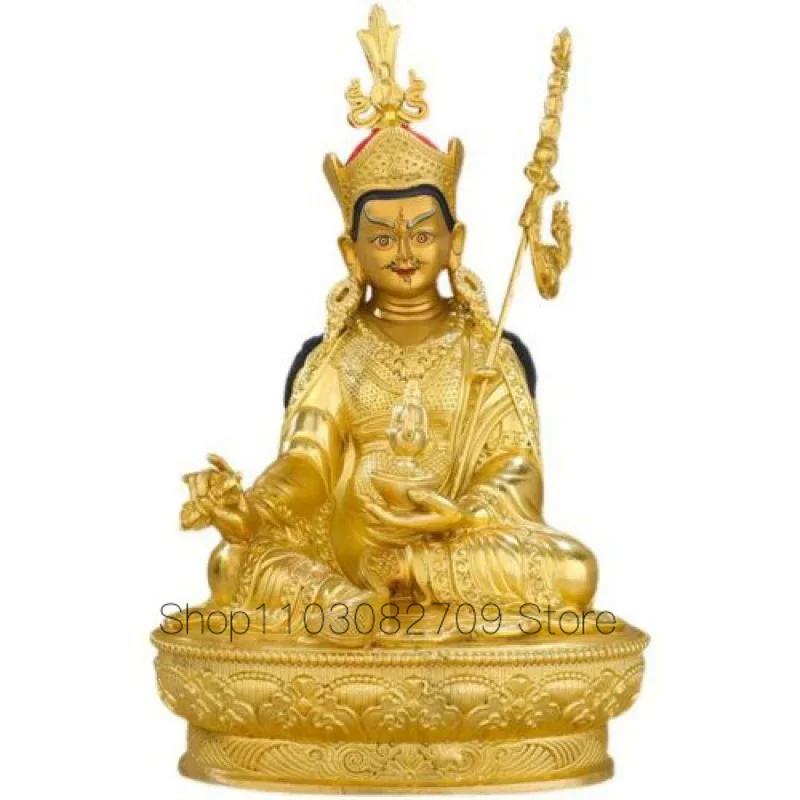 

Handpainted bronze Padmasambhava Buddha statue gilt Guanyin God of wealth