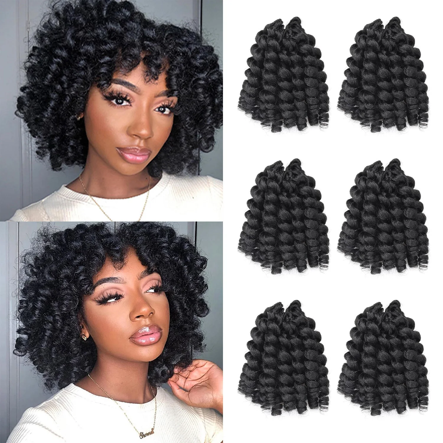 Wand Curl Crochet Hair 12 Inch 4PCS Jamaican Bounce Crochet Hair for Black Women Black Jumpy Wand Curls Synthetic Braiding Hair