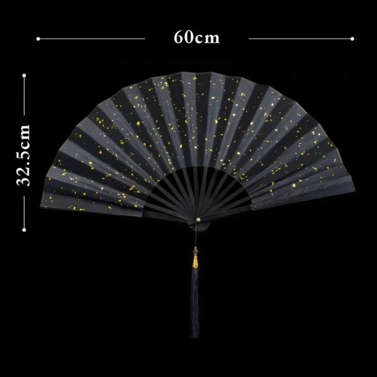 10-Inch Full Metal Fan with Feather Pattern Outdoor Martial Arts Self-Defense Fan Gold Shake Steel Frame Silk Cloth