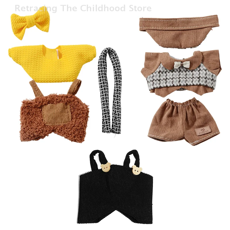 1Set Labubu Poppenkleertjes Accessoires Casual Overalls Pak Cartoon Labubu Pluche Poppenkleertjes DIY Dress Up Speelgoed Voor Kid geschenken