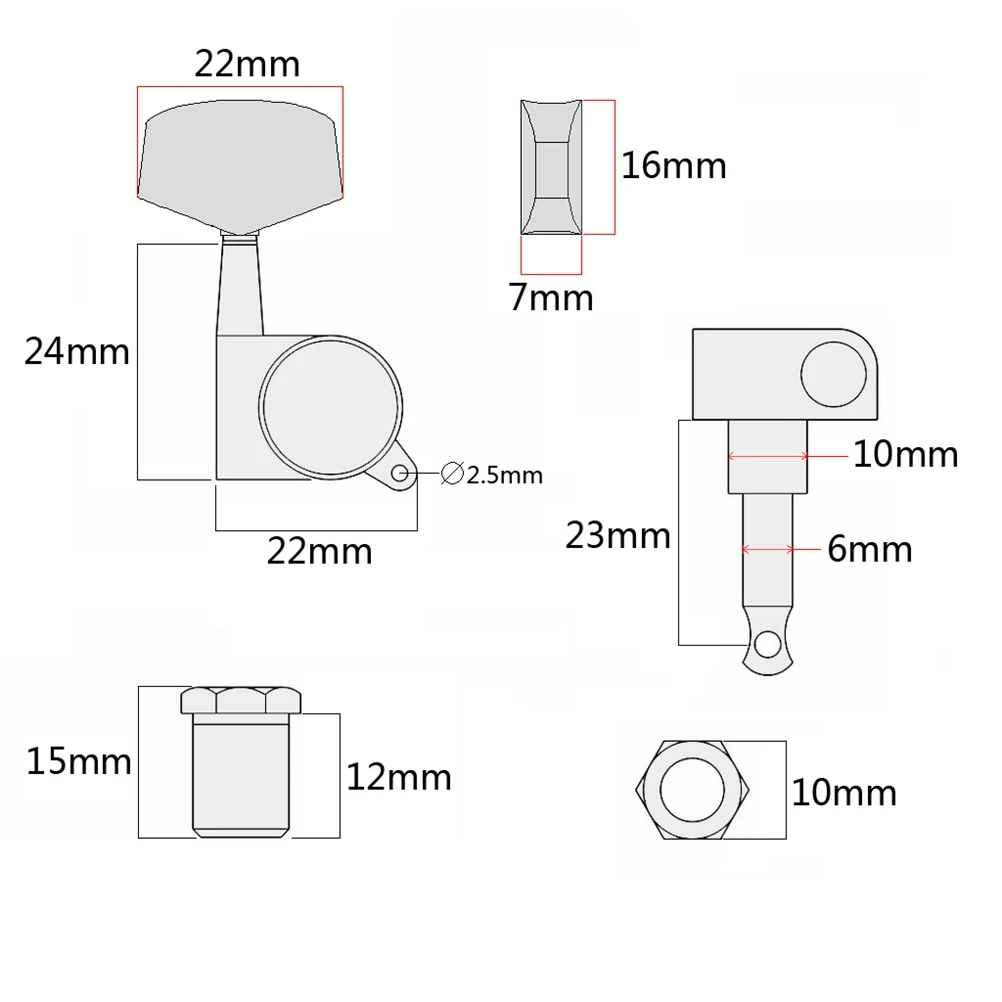 

6 Sealed Guitar Tuning Pegs Machine Heads Electric Guitars Acoustic 3 Left 3 Right Metal Strings Sound Easy Installation