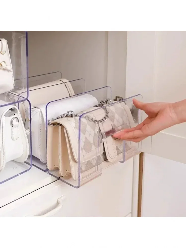 Rack de armazenamento de bolsa de acrílico, organizador divisor de bolsa, sacos de luxo, rack de
