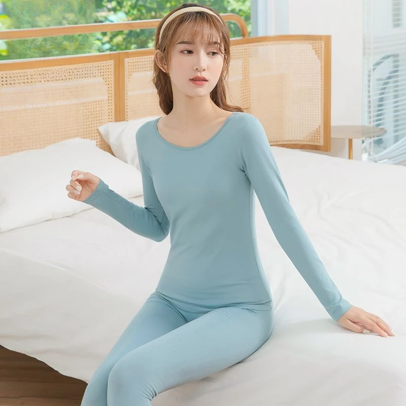 Pure Cotton Female Autumn Clothes Thin Thermal Underwear Set Maiden Thread Clothes and Trousers in The Winter Pajamas Loungewear