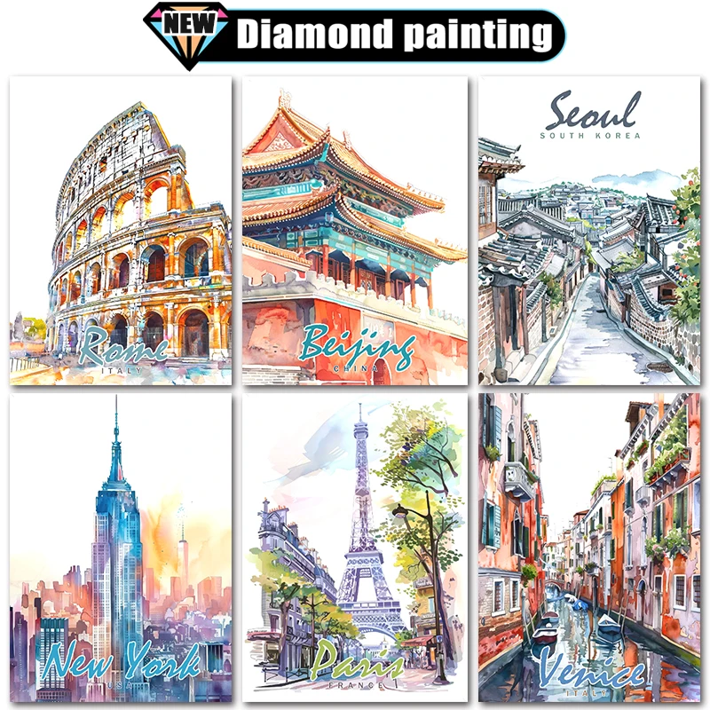 

Large size Diamond Art Painting City Eiffel Tower Venice landscape Home Decor Full Square&Round mosaic embroidery Cross stitch