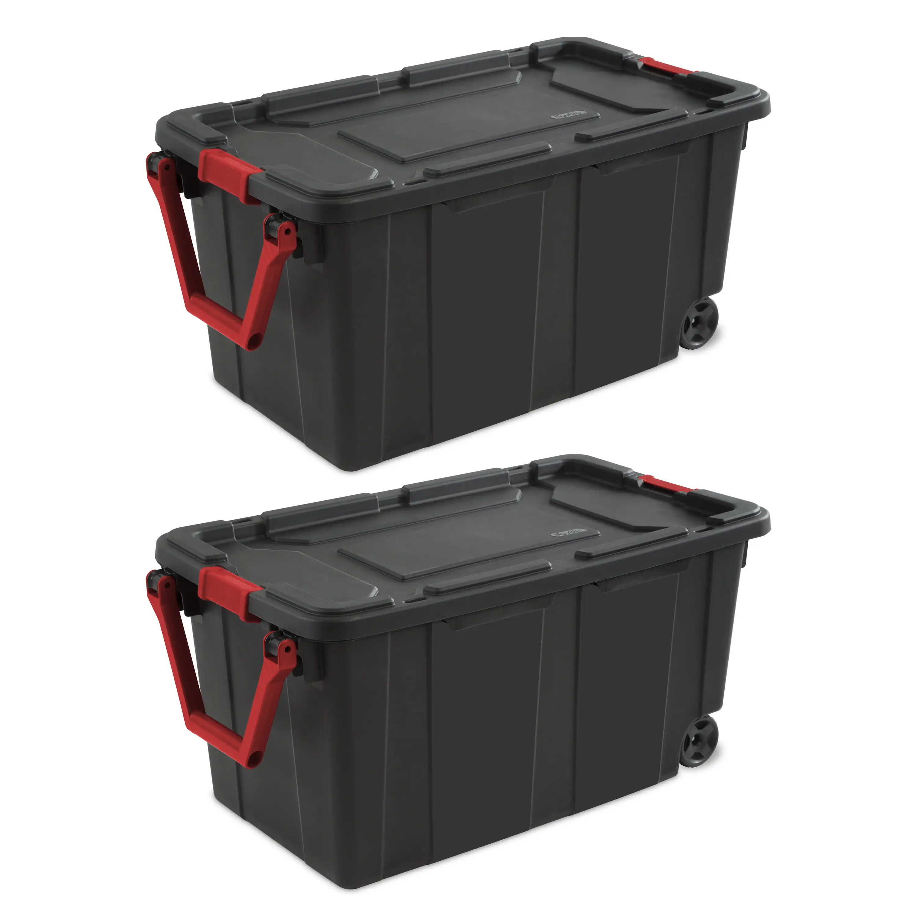 

Wheeled Industrial Tote Plastic, Black, Set of 2