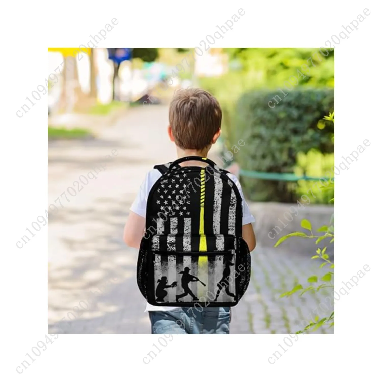 حقيبة ظهر كاجوال مطبوعة بعلم البيسبول حقيبة مدرسية حقائب ظهر للسفر #3