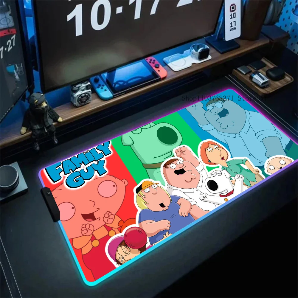 

F-Family G-Guys Mousepad XXL RGB Gaming Mouse Pads HD Black Gamer Accessories Large LED