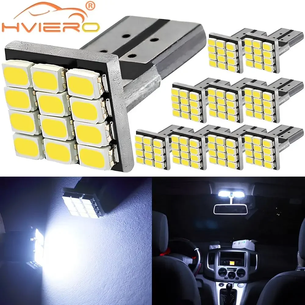 10Pcs Car White Turn Signal Overhead Light T10 W5W 194 168 9/12SMD Mobile Sign Bubble Room Spare Gap Lighting DC 12V Accessories