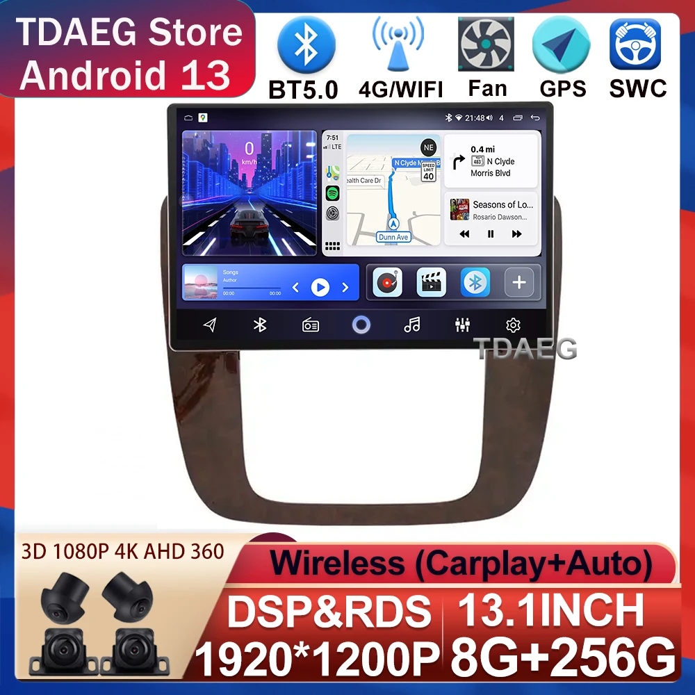 13INCH Android 13 For GMC Yukon Chevrolet Tahoe Suburban 2008 - 2012 Multimedia Video Player 4G WIFI Navigation GPS Carplay auto