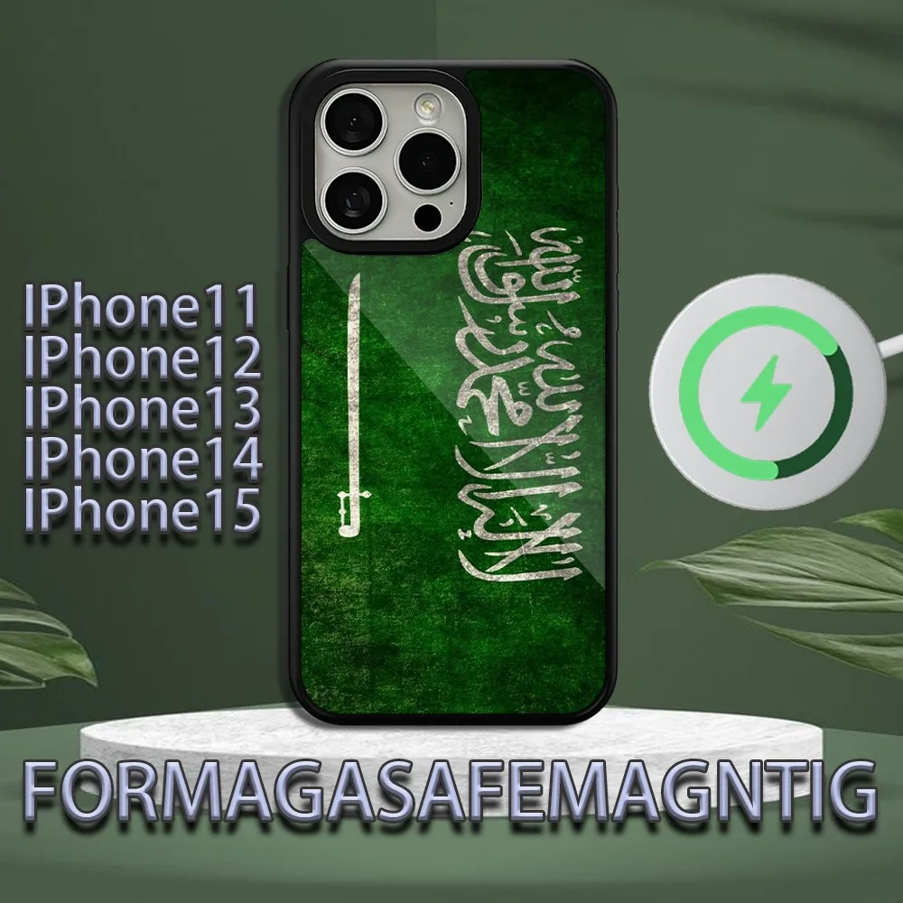 Kingdom Of Saudi Arabia  Phone Case For iPhone 11 12 13 14 15 Plus Pro Max Charging  Magsafe Magnetic Wireless Cover