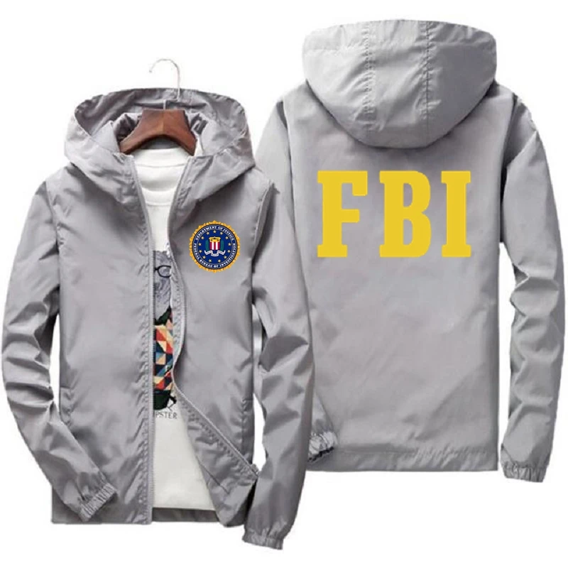 แฟชั่นผู้ชาย Zipper เสื้อแจ็คเก็ตสตรี FBI พิมพ์กีฬา Hip Hop สบายๆ Zip Up เสื้อแขนยาวชายและหญิง Hoodie Jacket Coat Top 7XL