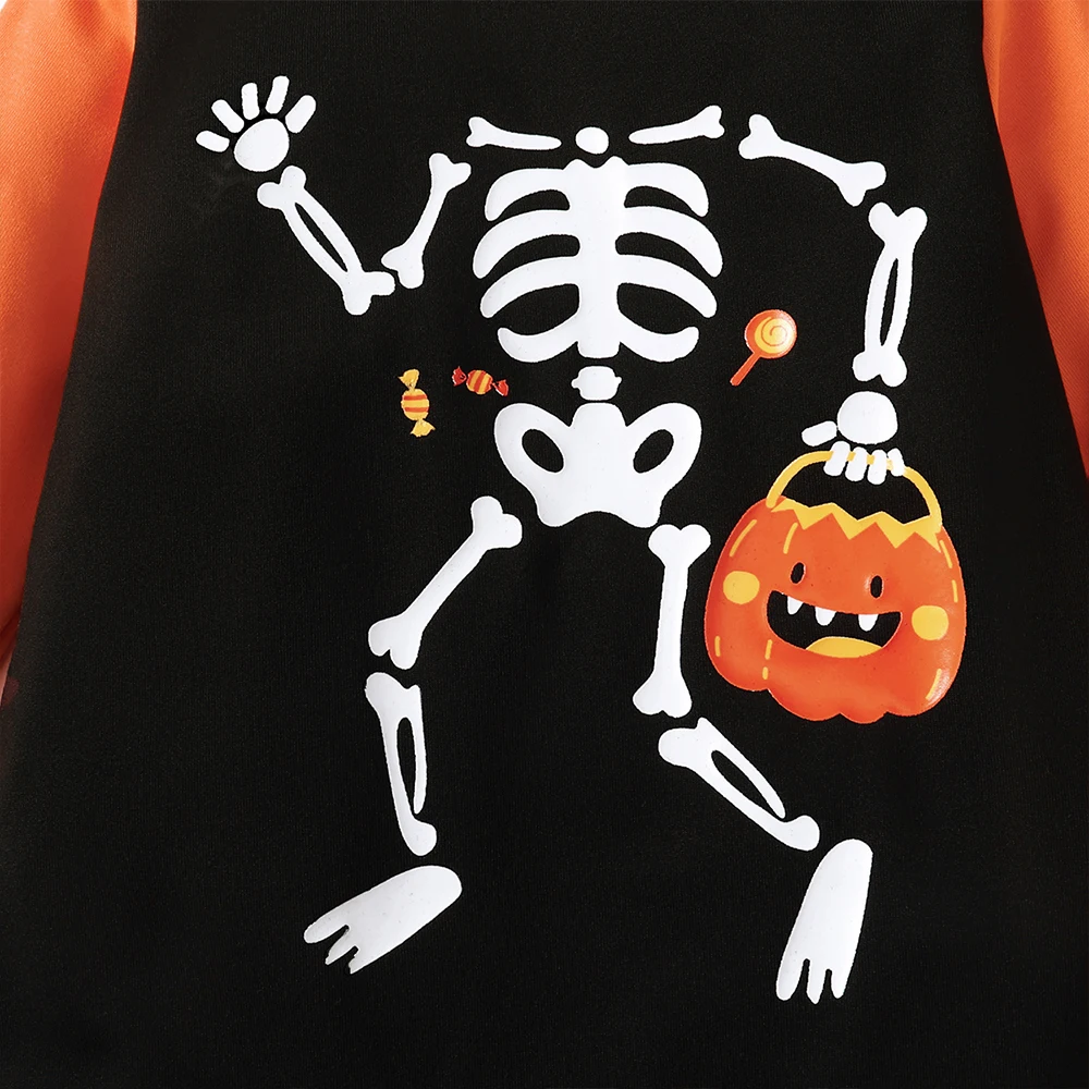 Baby Halloween Clothing 2Pcs Skeleton Print Jumpsuit Boys Girls 0-18M Long Sleeve Romper+Hat Fall Outfits Infant Cosplay Costume