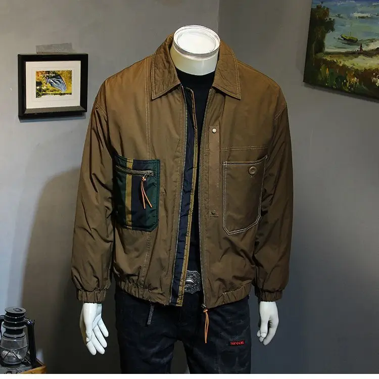 Men's spring and autumn design tooling jacket trendy brand slim men's popular lapel top