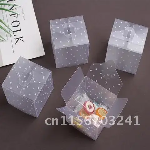 10pcs Transparent PVC Square Plastic Dot Dragee Candy Gift Box Wedding Party Deco Mariage Cake Chocolate Wrapping Bags