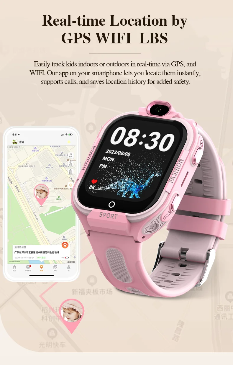 Wonlex KT35 4G 키즈 스마트워치 GPS WiFi 위치 추적기 구글 스토어 SOS 알람 화상 통화 WhatsApp 게임 스마트 베이비 워치 2025