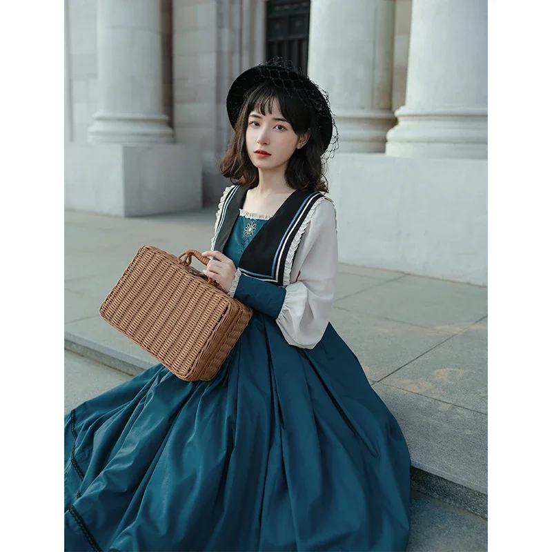 [Seine Riverside Op] Light Dress with Simple Embroidered Cla Style Long Skirt with Puji