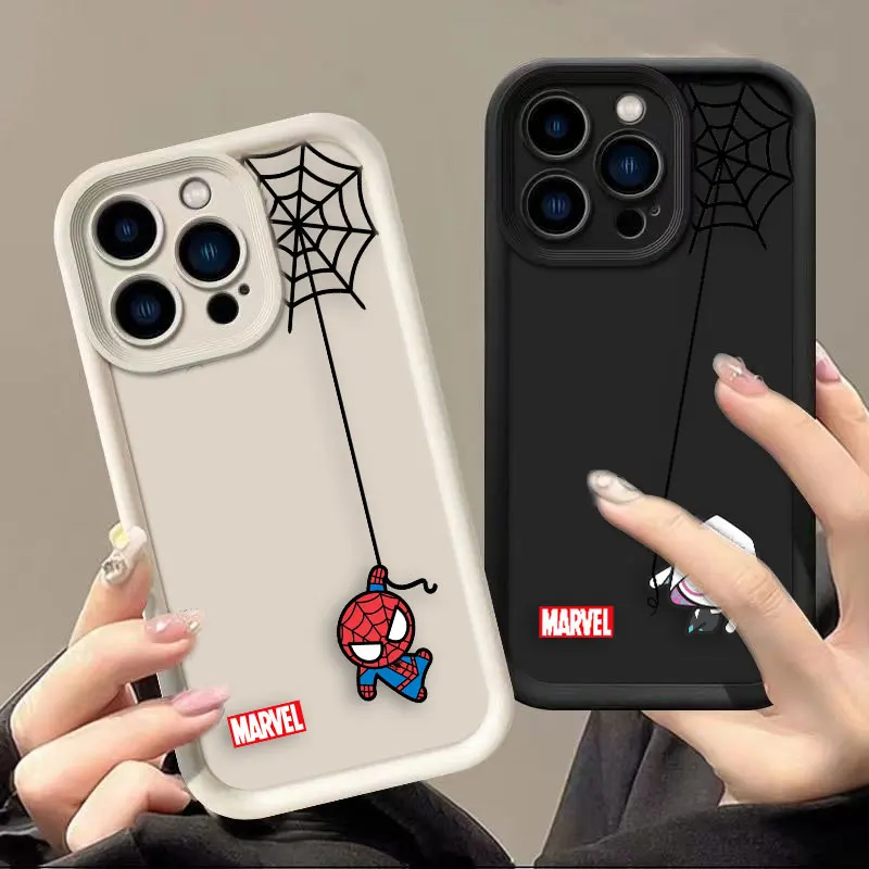 Cartoon Marvel Spider-man Gwen Stacy Luxtury Phone Case For iPhone 15 14 12 13 11 Pro 8 7 SE Plus X XR XS Max Case Funda Shell