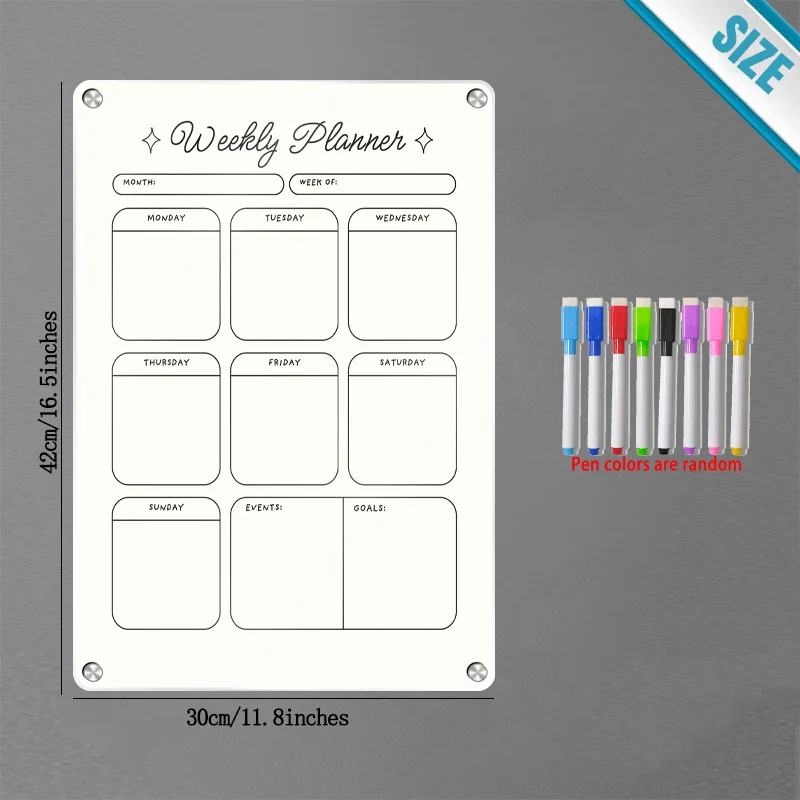 Weekly Planner Measuring , Helping You Manage Your Life And Work Efficiently. The Strong Magnetic Backing Allows It to Securely