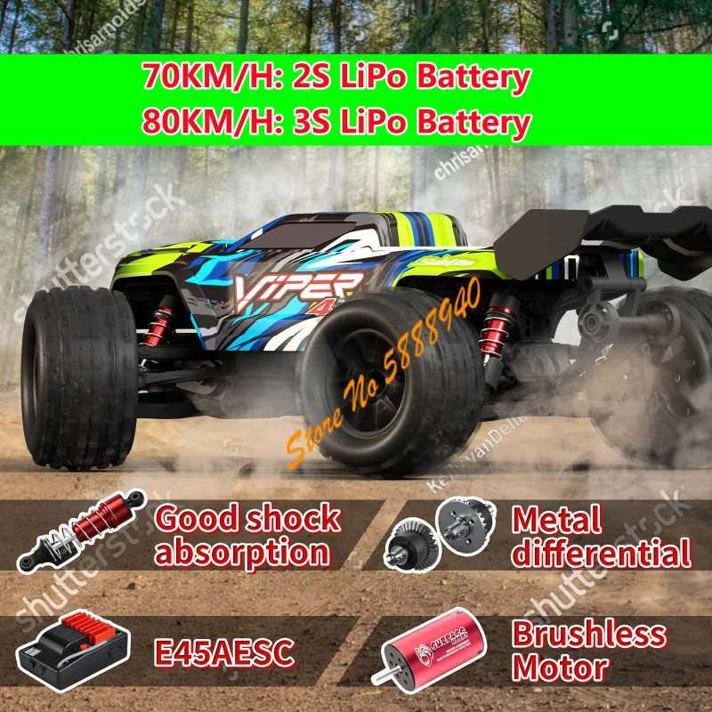 80KM/H Brushless Racing Electric RC Car 2.4G 150M 1/16 Simulation Vehicle 4WD Climbing All Terrain Off Road Remote Control Truck