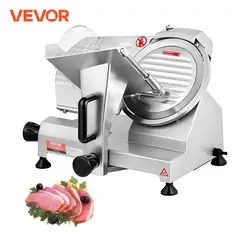 VEVOR Trancheuse Électrique Commerciale 200 W Trancheuse à Jambon Lame 203 mm 350-400 tr/min Trancheuse Charcuterie en Acier Inoxydable et Alu pour Couper en Tranches Viande Fromage Légumes Fruits