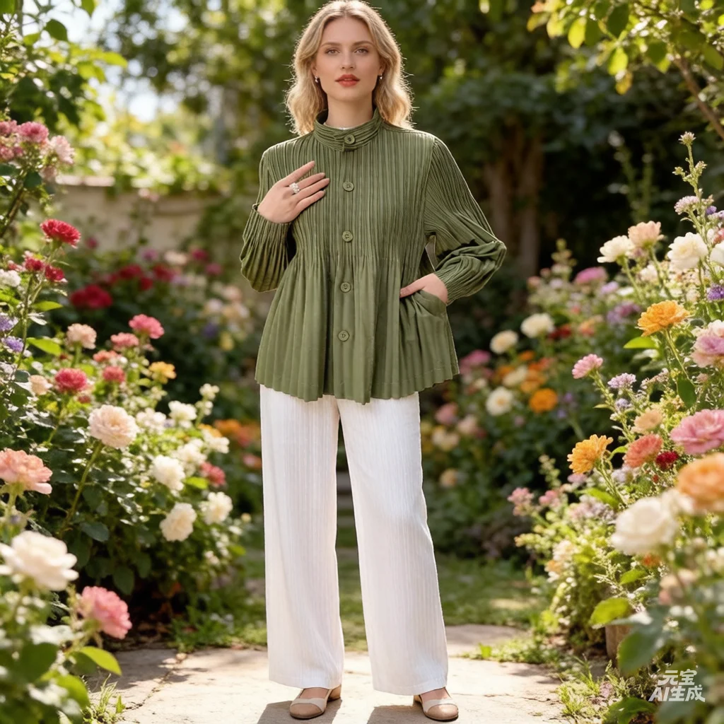 

Miyake Pleated 2026 Spring/Summer New Arrival Short Trench Coat for Women Loose-Fitting Fashionable Versatile Pleated Jacket Top