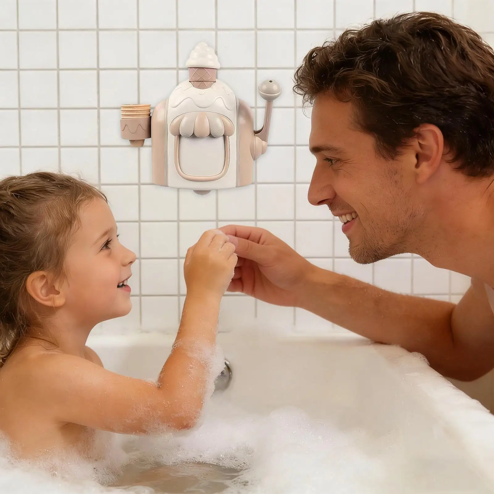 Zabawki do kąpieli dla dzieci, montowane na ścianie, interaktywne, tworzące pianę w kształcie lodów, zabawki do kąpieli dla dzieci w wieku 2-5 lat, dla chłopców i dziewczynek, na Boże Narodzenie.