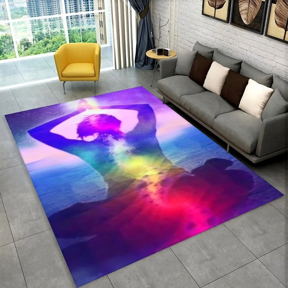 Arcobaleno 7 Chakra Mandala Tappeto bohemien per soggiorno Camera da letto Divano Zerbino Decor Yoga Morbido tappetino antiscivolo Tappeto di grandi